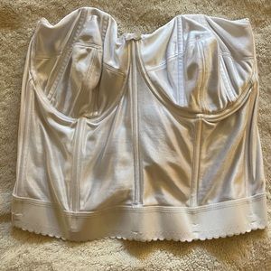 David’s Bridal White Satin Longline Bra 42DD